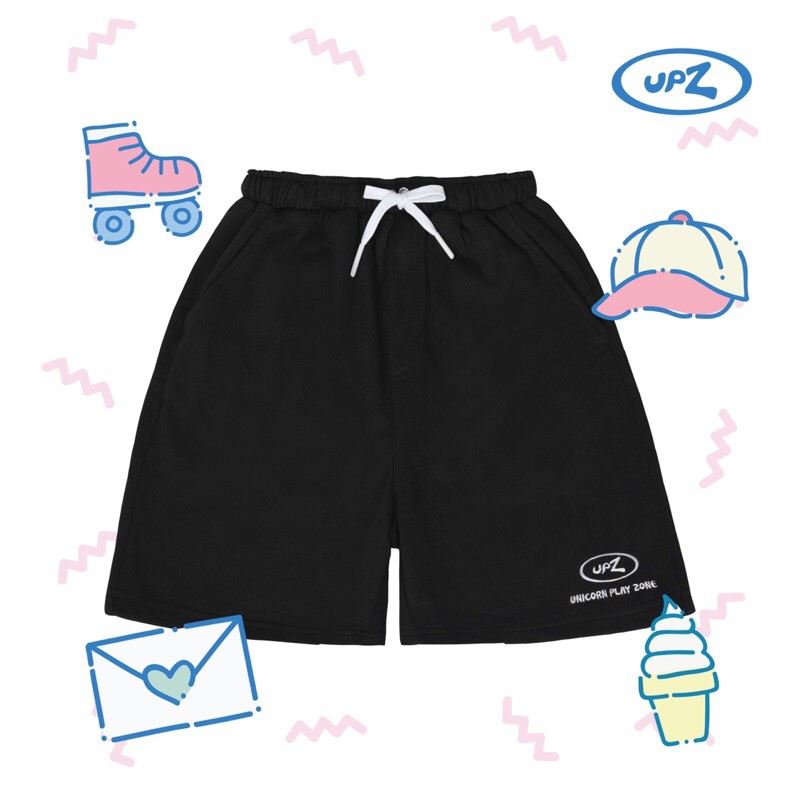 UPZ Quần Shorts Thun Thêu Logo (2 Màu)