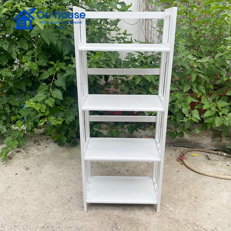 Kệ sách gỗ 4 tầng ngang 50cm màu trắng chắc chắn đa năng - Nội thất Ori