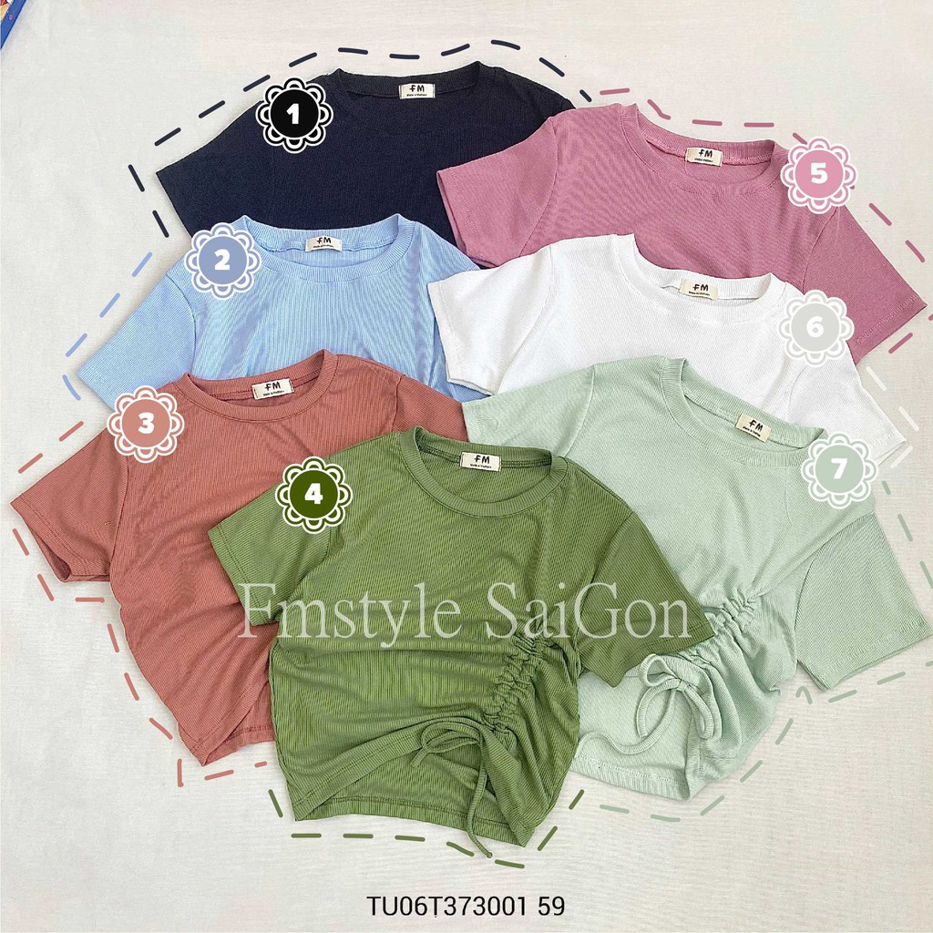 Áo thun tay ngắn rút dây bên nữ ulzzang trơn thời trang FMstyle Saigon 21TU06T373001 | BigBuy360 - bigbuy360.vn