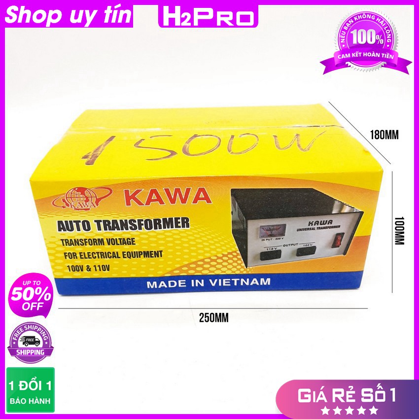 [RẺ VÔ ĐỊCH] Biến áp tự ngẫu Kawa 1500W H2Pro, bộ đổi nguồn 220v sang 110v, 100V 1500w chính hãng