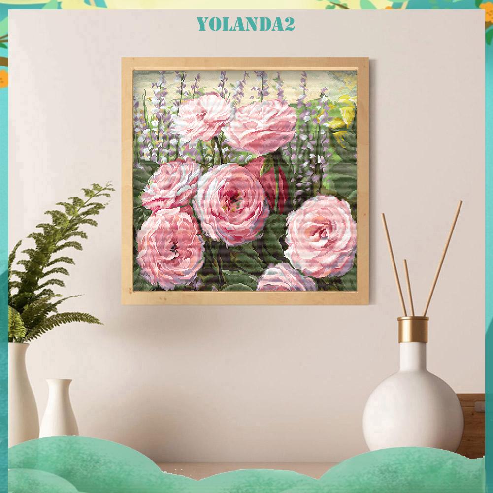 Bộ Tranh Thêu Chữ Thập Tự Làm Họa Tiết Hoa Hồng Trang Trí Nội Thất