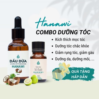 Tinh dầu bưởi mọc tóc Hanawi, dầu dừa ép lạnh, dưỡng tóc, dưỡng da