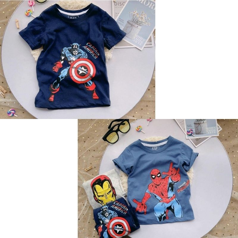 Combo 3 áo thun bé trai H.M marval chất cotton 4 chiều mềm mịn siêu mát mặc hè JIMADO E2.083.100