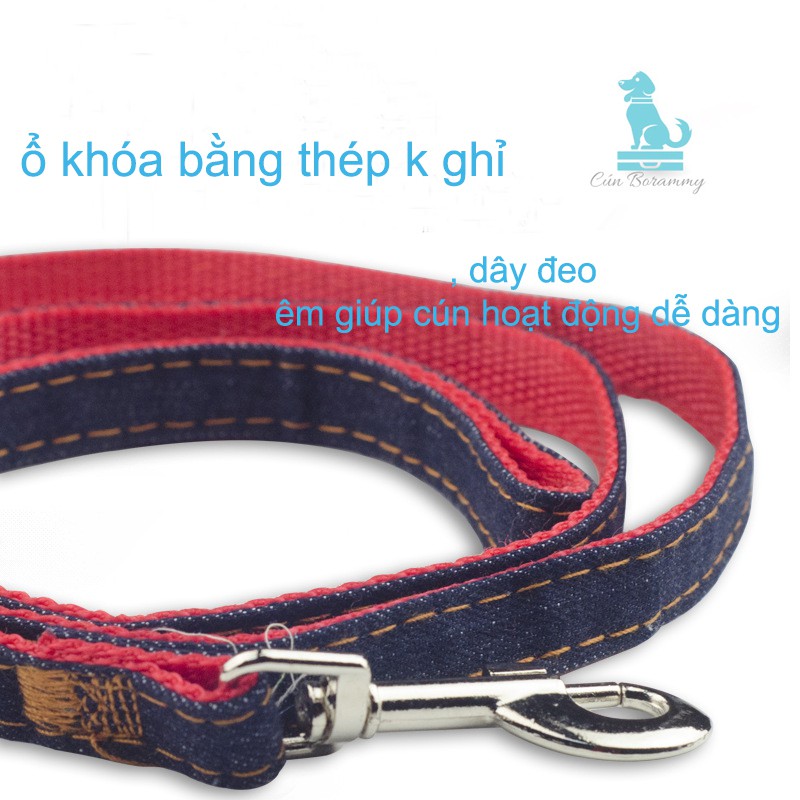 Dây dẳt - Vòng cổ dây đeo lưng ngực denim cho chó chất lượng cao