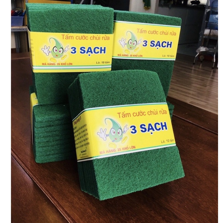 Set 10 Miếng Cước Xanh Lớn Chà Nồi Lơn