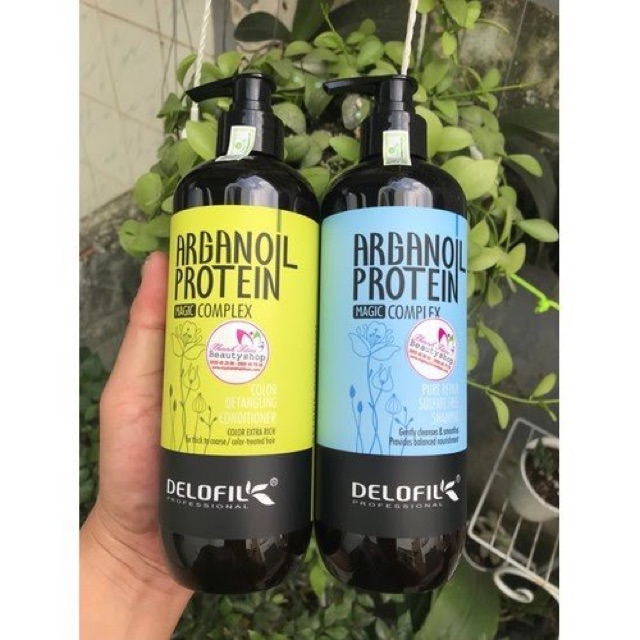 COMBO Cặp gội xả phục hồi dưỡng ẩm Delofil Arganoil Protein 800mlx2