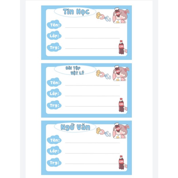 Set 21 nhãn vở môn học