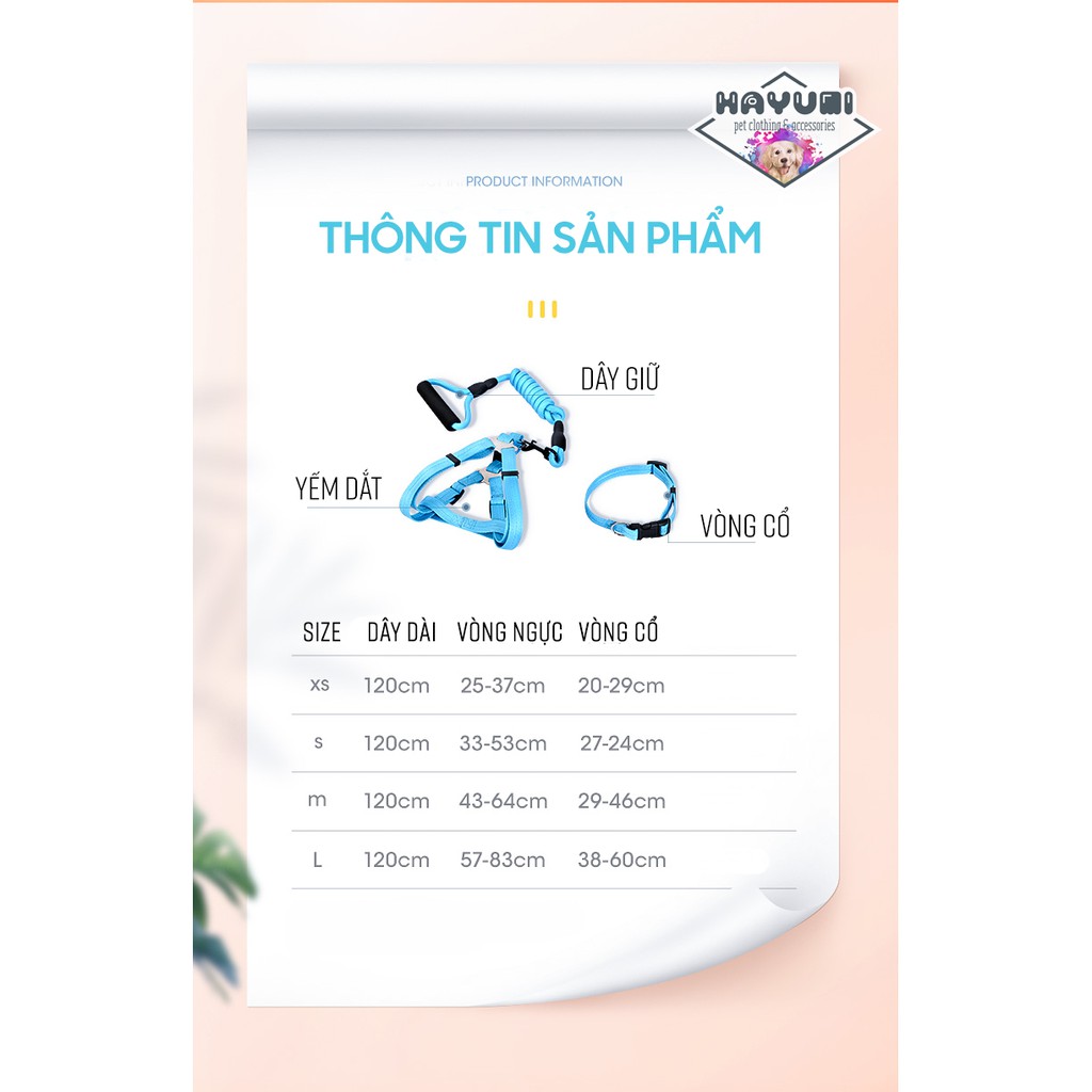 DÂY DẮT YẾM THÚ CƯNG CÓ ĐỆM CẦM TAY - HAYUMI PETS