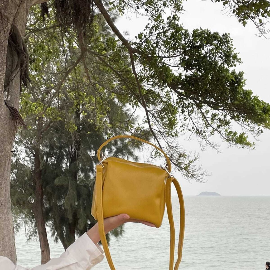 Túi đeo vai/ xách tay/ đeo chéo màu vàng mù tạc nhỏ gọn tiện lợi