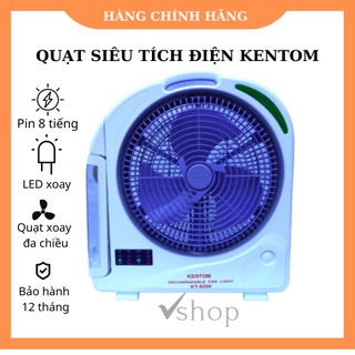 Quạt tích điện KENTOM Việt Nam, Có đèn LED, Pin sử dụng tới 8 tiếng, Hàng Việt Nam chất lượng cao, BH 1 năm.