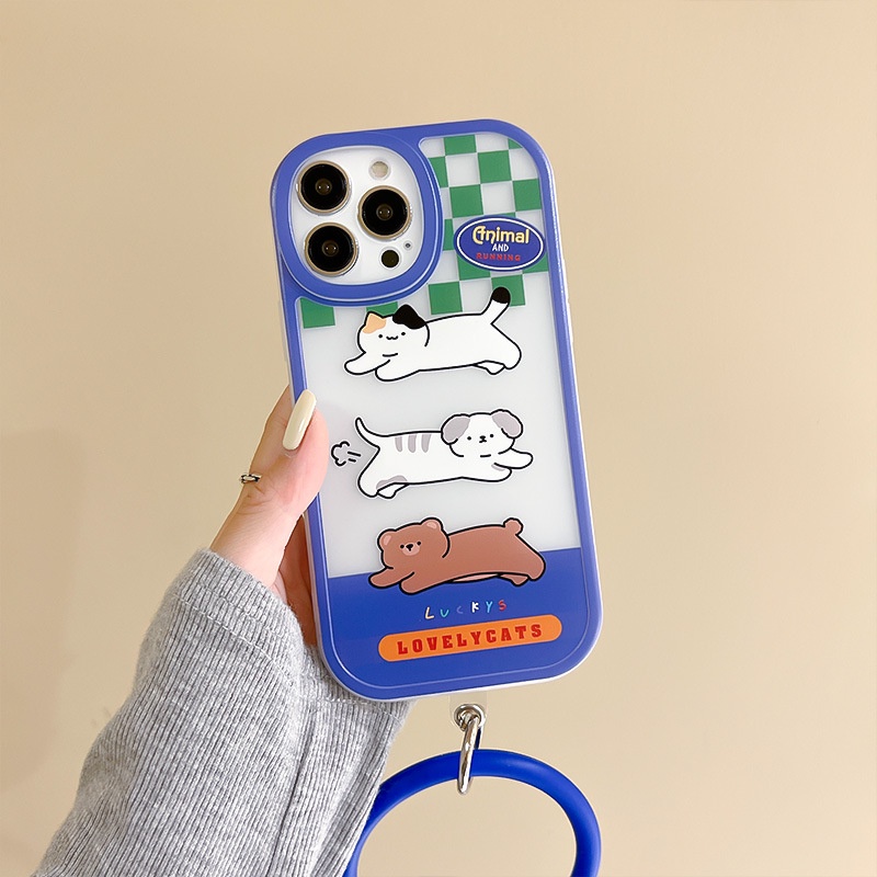 Ốp Điện Thoại Silicon In Hoạt Hình Kèm Dây Đeo Cho for iphone14Promax 12Pro 11 / 7 / 8PLUS / X / 6 / 13PROMAX