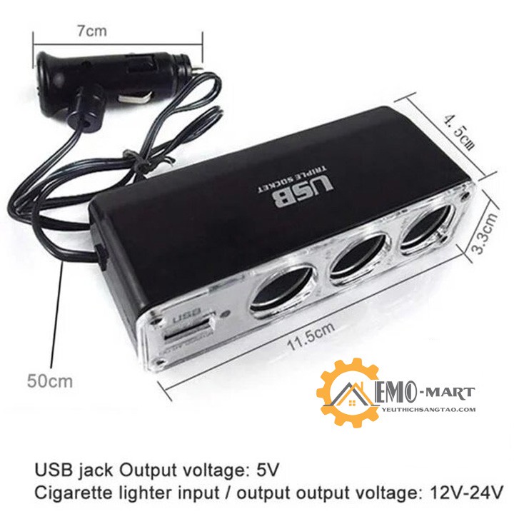 Bộ chia cổng cắm tẩu WF-0096 trên ô tô ⚡️𝐅𝐑𝐄𝐄 𝐒𝐇𝐈𝐏⚡️ Công suất 60W - Thiết kế cầu chì an toàn, chống cháy nổ