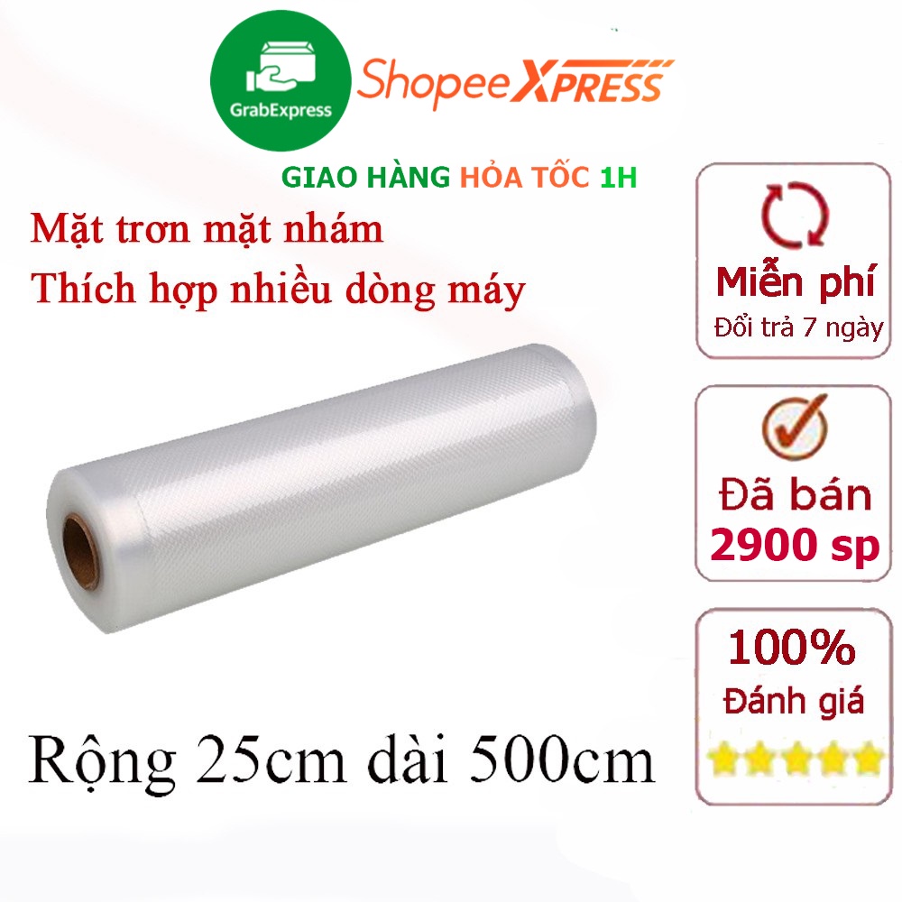 Cuộn túi hút chân không một mặt nhám dùng được cho tất cả các máy hút chân không rộng 25cm dài 500cm