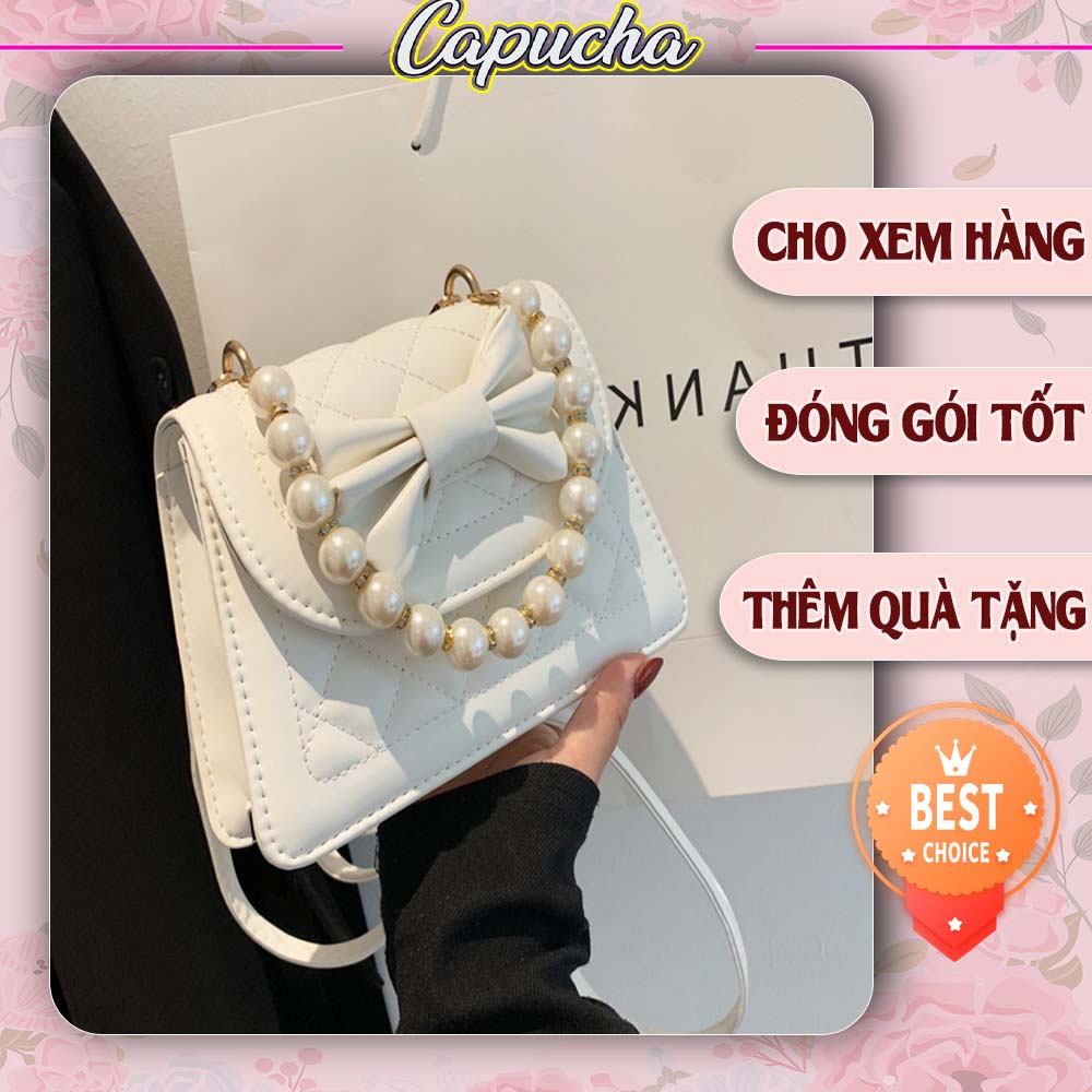 Túi xách nữ đeo vai đeo chéo trần trám mix nơ xinh cực đẹp Capucha T58