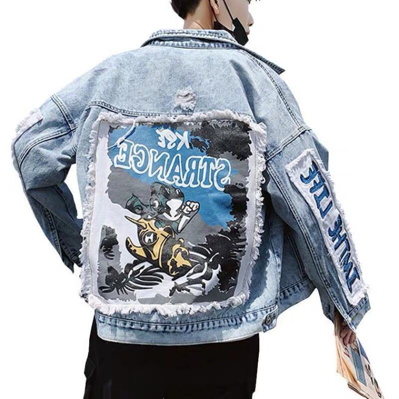 Áo Khoác Denim Dáng Rộng Thời Trang Hàn Quốc Cá Tính Cho Nam