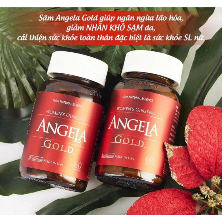 Sâm ANGELA Gold lọ 60 viên 🔥Cam kết chính hãng USA🔥 Tăng cường sinh lý nữ - Da hết khô sạm nám