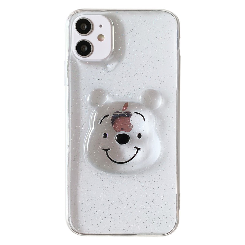 Ốp lưng silicon họa tiết gấu Winnie cười dễ thương cho iPhone 12 11 Pro Max X XS Max XR 8 7 Plus