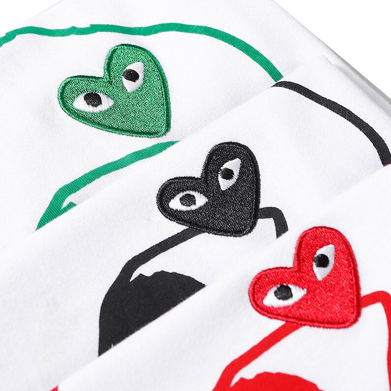 Áo Thun Tay Ngắn Thêu Hình Trái Tim Thời Trang Cho Nam Nữ