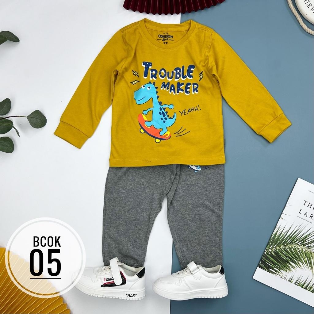 Bộ thu đông bé trai, đồ bộ cho bé trai, chất cotton mềm mát, nhiều màu, size 2-7 - SUNKIDS