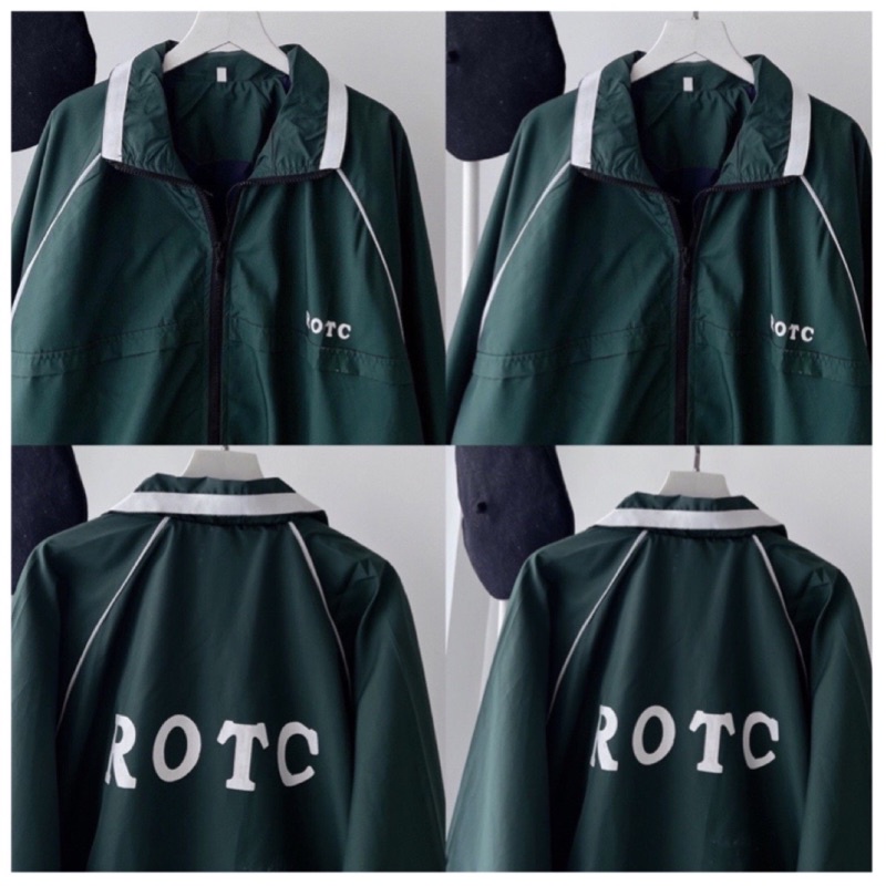 Áo Khoác Gió ROTC Màu Xanh Lá Đậm Hottrend  Unisex Form Rộng 2 Lớp