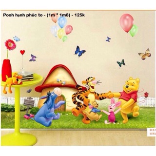 Decal dán tường gấu pooh hạnh phúc