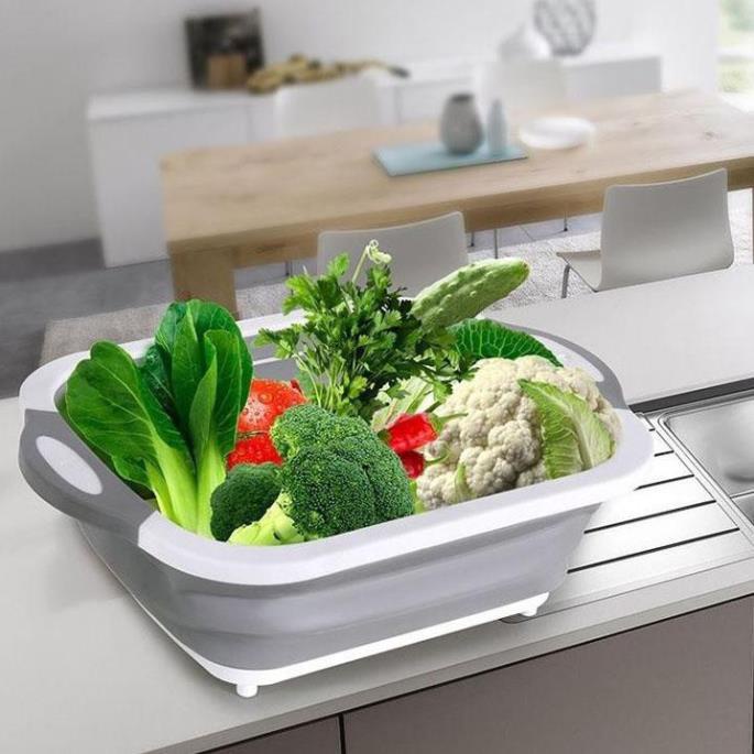 Thớt đa năng - Bộ chậu gấp gọn kèm thớt 2in1 thế hệ mới No.101227