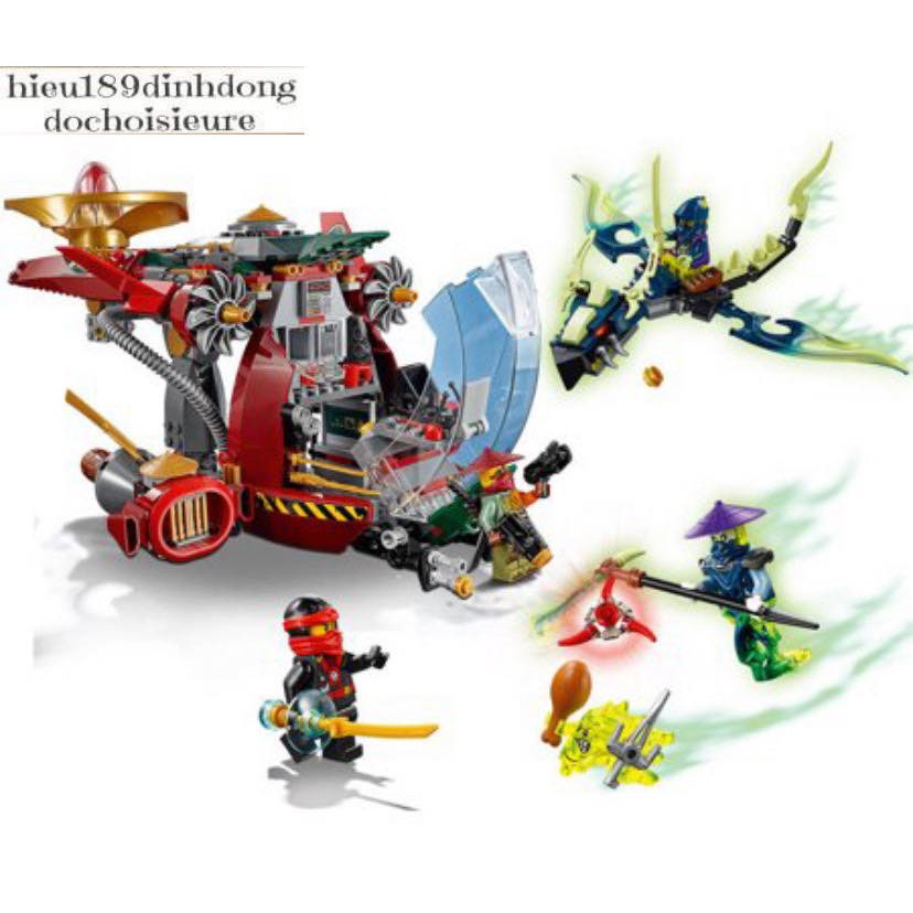 Lắp ráp xếp hình NOT Lego Ninjago Movie 70735 Lepin 06017 Lele 79122 Bela 10398 : Phi Thuyền Ronin R.e.x 546 mảnh