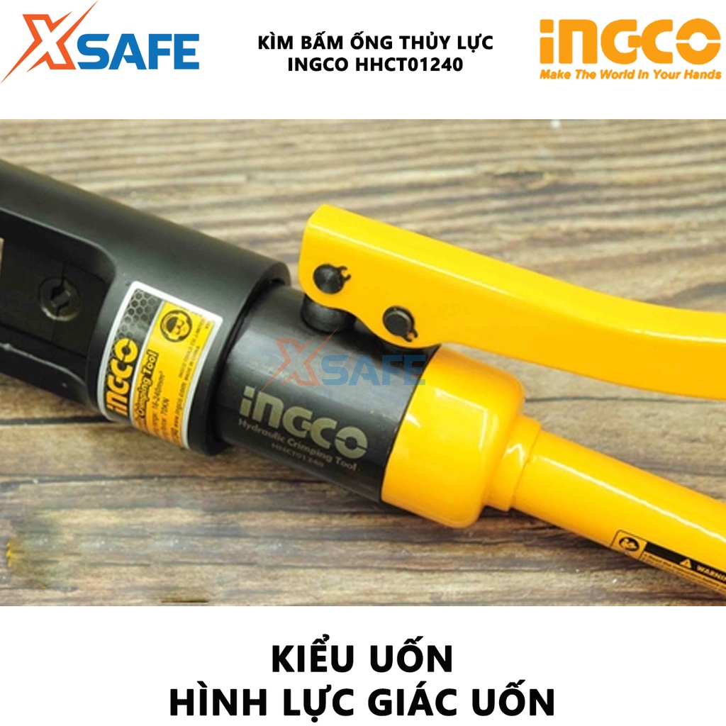 Kìm uốn ống thủy lực INGCO HHCT01240 Kềm ép cốt thủy lực thiết kế nhỏ gọn dùng ép, bấm chặt đầu cos dính với dây cáp
