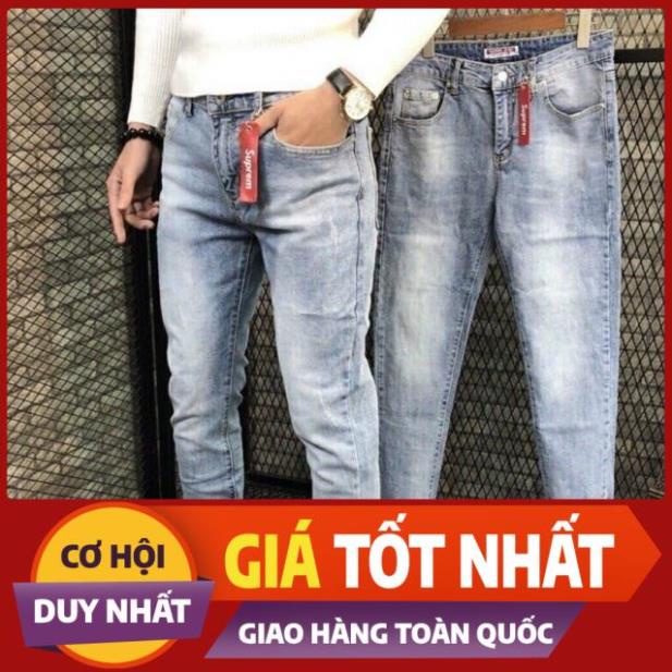 Quần Jean Nam Rách Ống Côn XANH TRƠN BẠC CÁ TÍNH MS5678 🎖️