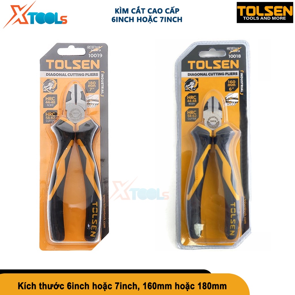 Kìm cắt công nghiệp cao cấp TOLSEN 6&quot; 7&quot; kềm thép Cr-V chống rỉ sét, thiết kế cân đối trợ lực 20% [CHÍNH HÃNG][XTOOLS]
