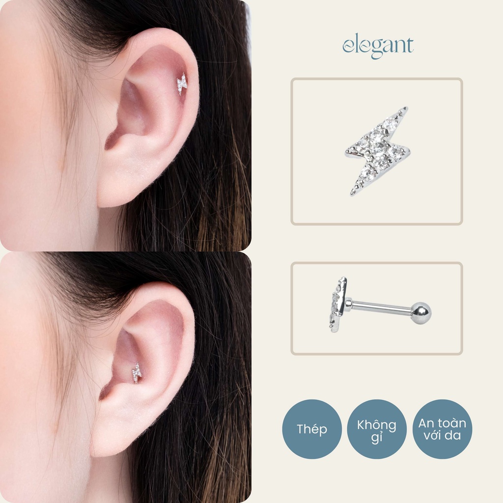 Khuyên tai đá sét nhỏ CRYSTAL LIGHTNING S1 Elegant