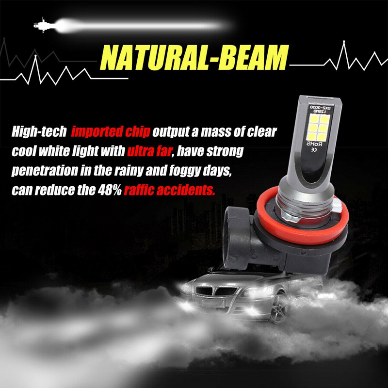 Set 2 Bóng Đèn Pha Sương Mù H11 H8 H9 COB 60W 6000K Ánh Sáng Trắng Dành Cho Ô Tô