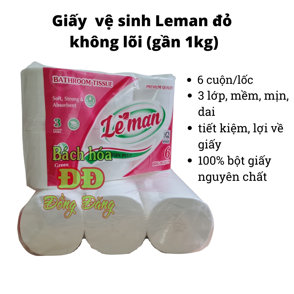 (LMD) COMBO GIẤY VỆ SINH CAO CẤP LEMAN ĐỎ CHO GIA ĐÌNH