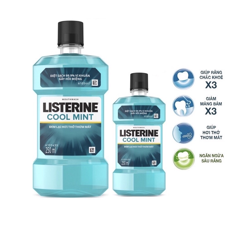 [ LISTERINE] Nước Súc Miệng LISTERINE Diệt Khuẩn, Giữ Hơi Thở Thơm Mát - 250ml/750ml