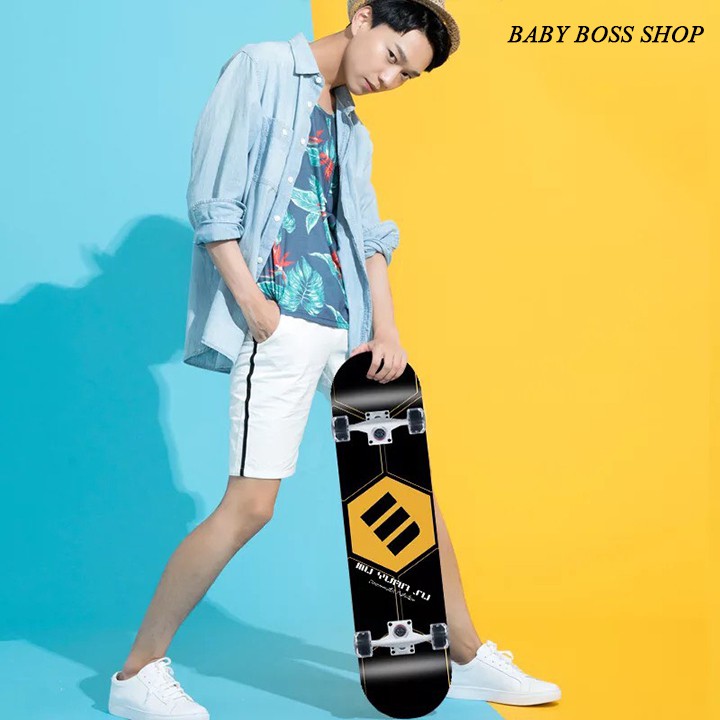 Ván trượt skateboard thể thao chất liệu gỗ phong ép cao cấp 8 lớp mặt nhám