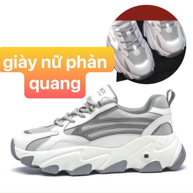 Giày snaker nữ phản quang điểm nhấn (freeship)