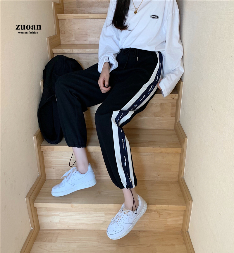 Quần thể thao SUXI ống rộng phối dây rút thời trang thu đông cho nữ