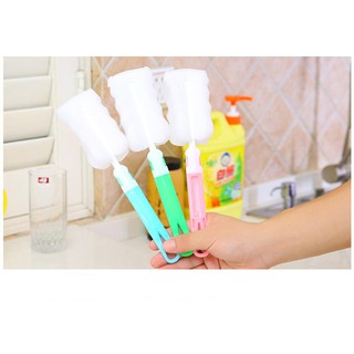Cọ Rửa Chai Lọ Bình Sữa Bằng Bọt Biển Tay Cầm Bằng Nhựa Cao Cấp Tiện Dụng