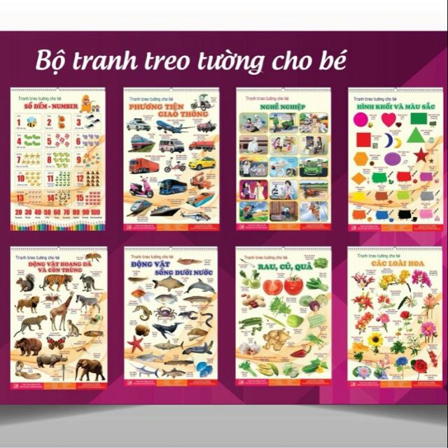 Combo 4 tranh treo tường cho bé