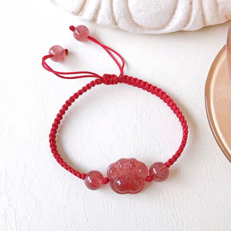 (320k) Vòng tay dây đỏ chân mèo đá hồng đáng yêu may mắn phúc lộc hạnh phúc cute tài vận tình duyên