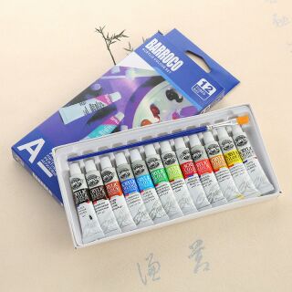 Bộ 12 màu acrylic, màu vẽ vải, màu vẽ tường dạng tuýp 6ml