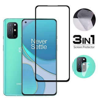 3 Trong 1 Kính cường lực + Miếng dán Cacbon + Kính Cường Lực Bảo Vệ Camera Sau Cho Oneplus 9 8t 7 7t Nord N100
