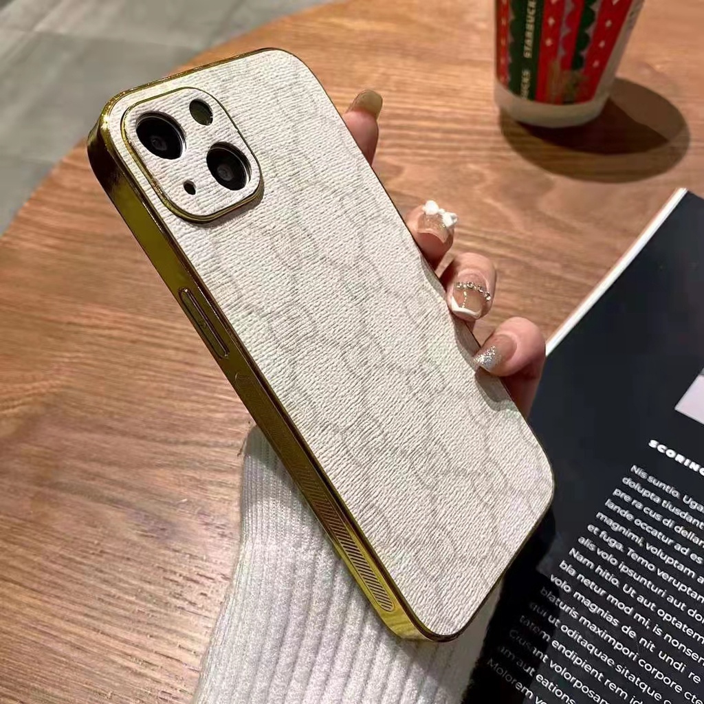 Ốp Điện Thoại Da In Logo Sang Trọng Bảo Vệ Camera Cho iPhone 14 13 12 11 Pro Max XS XR X 8 7 Plus + SE 2020