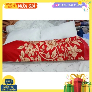 Vỏ gối ôm poly hàn 30x100cm mẫu thổ cẩm đỏ