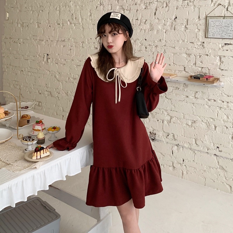 Đầm babydoll - Váy xoè cổ bèo tiểu thư ba màu xinhh | BigBuy360 - bigbuy360.vn