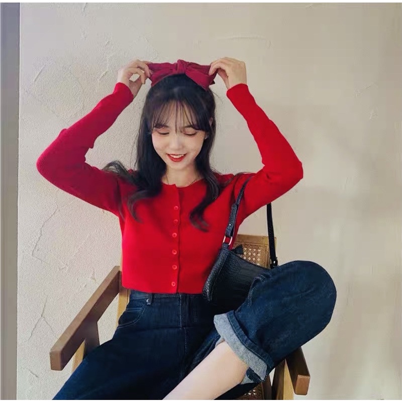Len Croptop Cài Cúc Siêu Xinh