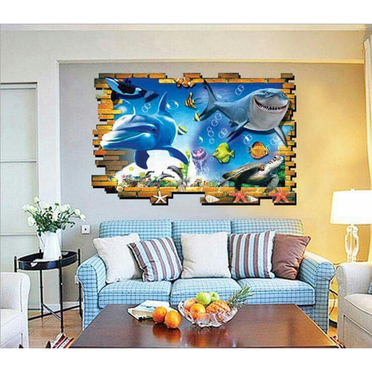 Decal dán tường Khung hồ cá 3D | BigBuy360 - bigbuy360.vn