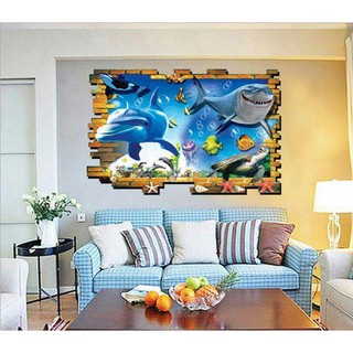 Decal dán tường Khung hồ cá 3D