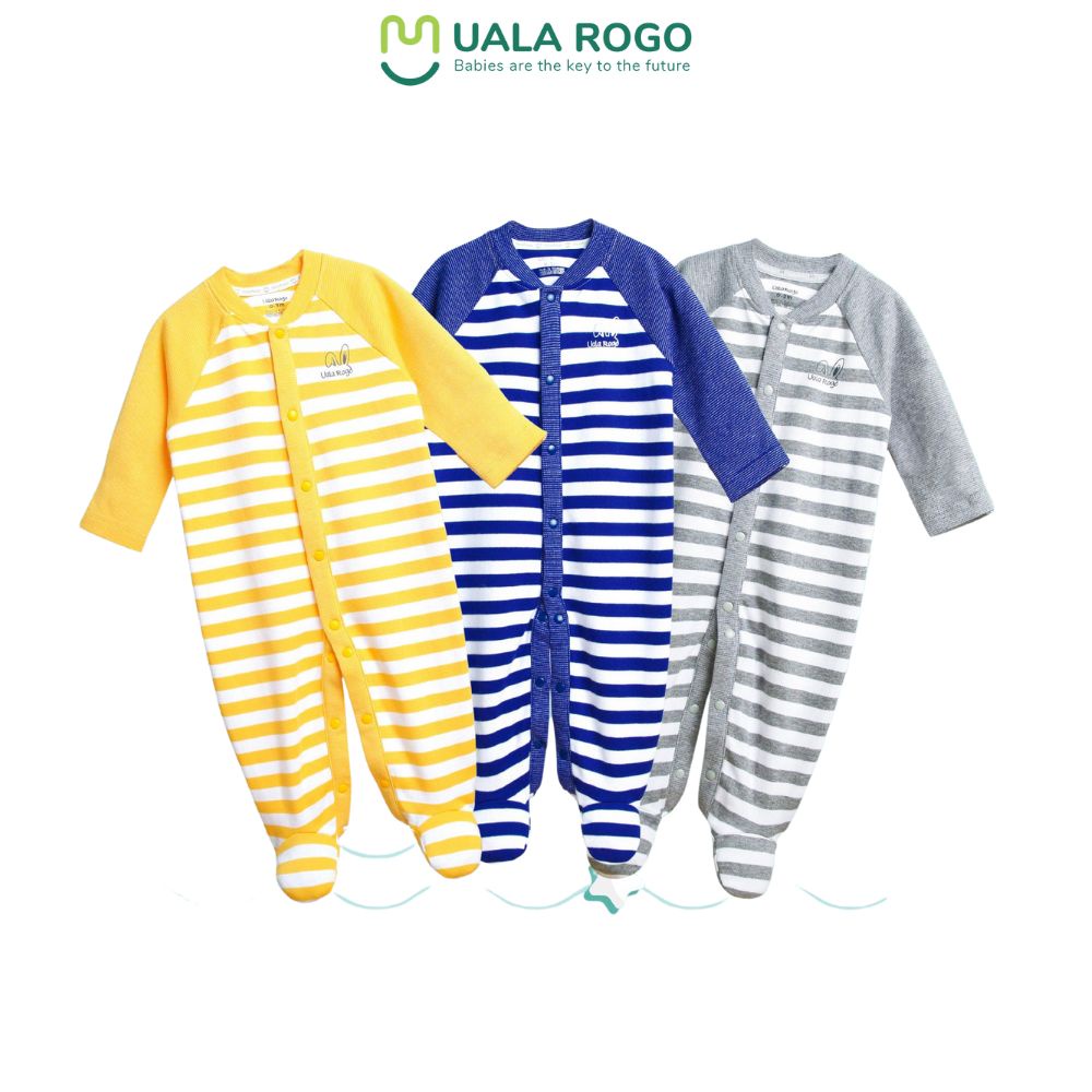 Bodysuit chùm chân cho bé Ualarogo 0-9 tháng liền thân cotton nỉ giữ ấm co giãn thấm hút tốt 3888