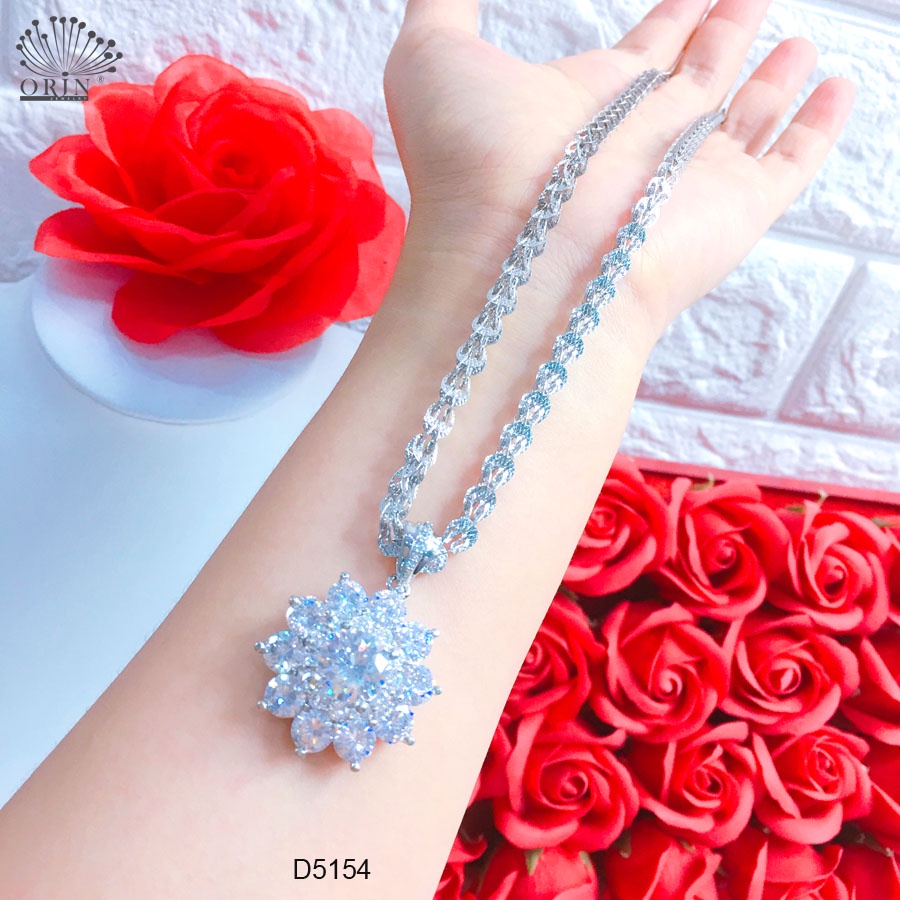Dây chuyền bạc, dây phụng mặt hoa đá cao cấp Orin D5154